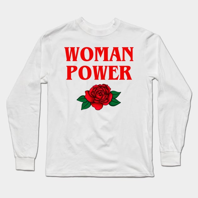 WOMAN POWER // Red Long Sleeve T-Shirt by Velvet Earth